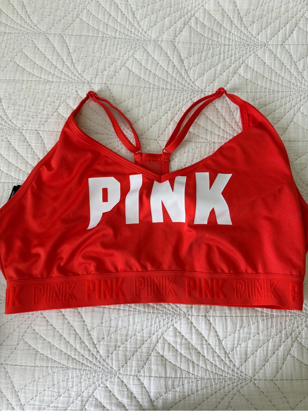 PINK Victoria's Secret Red Logo Strappy Sports Bra